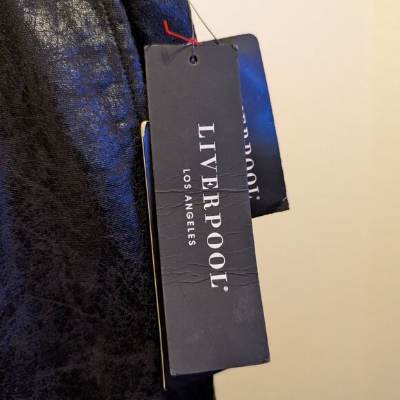 NWT Liverpool Los Angeles Black Shimmer Metallic Jogger Pants Size XL - Picture 2 of 3